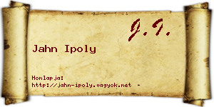 Jahn Ipoly névjegykártya